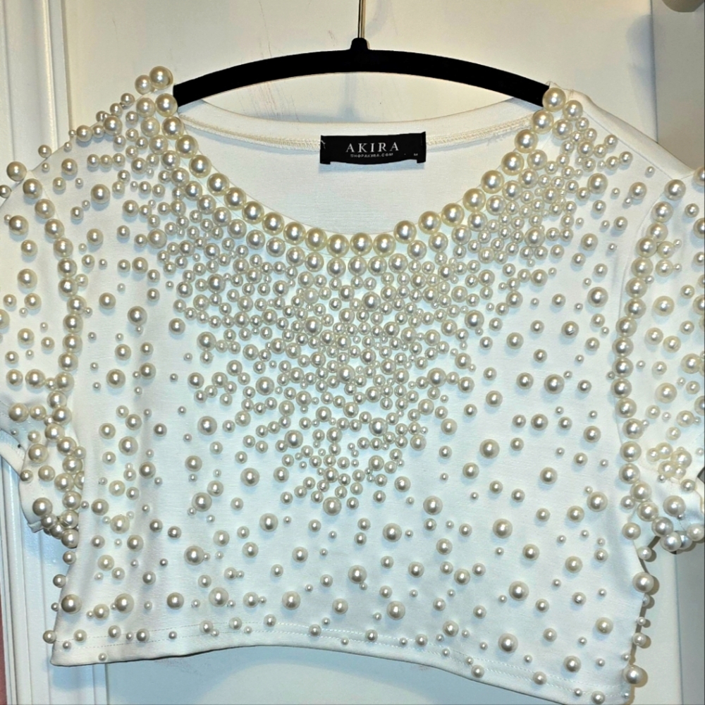 Akira Pearl embellished crop top!
